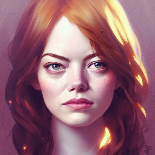 Image similar to beautiful natural mixture of Emma Stone and Emma Roberts, intricate, elegant, highly detailed, digital painting, artstation, concept art, smooth, sharp focus, illustration, art by artgerm and greg rutkowski and alphonse mucha and loish and WLOP