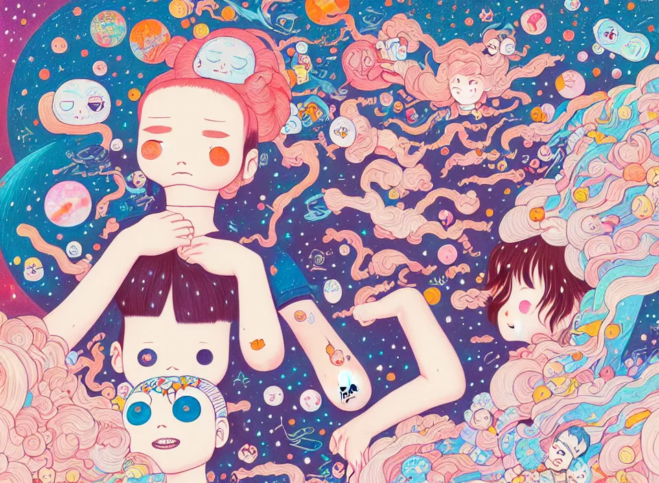 Image similar to the astral traveler, hikari shimoda, james jean, ca chou, cosmic, manga, editorial illustration