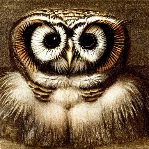 Prompt: jumping spider mixed with owl, sketch by Leonardo Da Vinci, hybrid creature, detailed