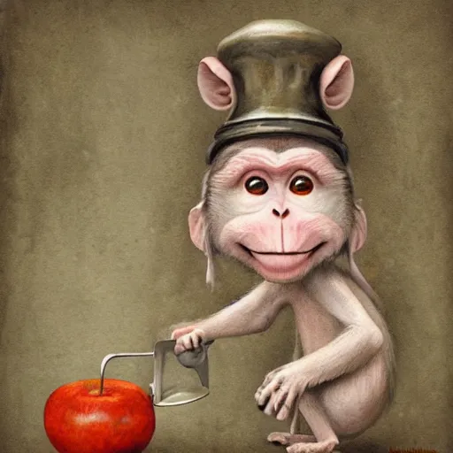 Prompt: a macaque medieval chef, fantasy concept art by nicoletta ceccoli, mark ryden, lostfish, max fleischer