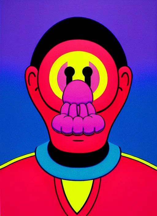 Image similar to evil person portrait by shusei nagaoka, kaws, david rudnick, airbrush on canvas, pastell colours, cell shaded, 8 k,