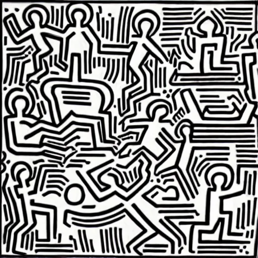 Prompt: “Building more stately mansions in the future with a Keith Haring Style”