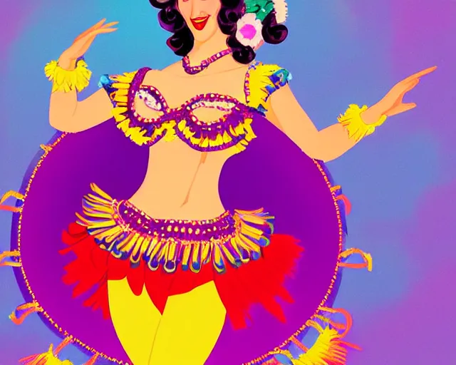 Prompt: young cher as a cancan dancer in art deco style, hyper realistic, artstation, illustration, bright, cheerful, detailed and intricate environment