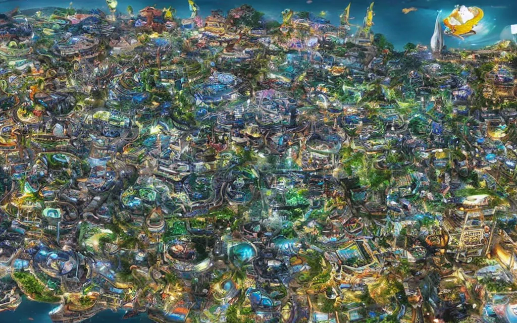 Image similar to future city of denpasar bali in the year 3 0 0 0, perfect faces.