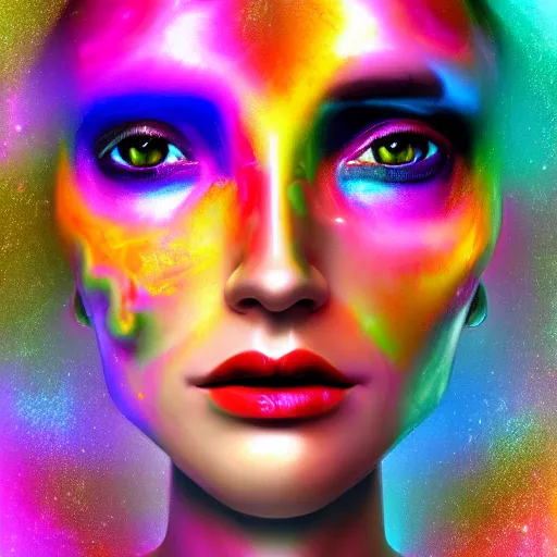 Image similar to hyperrealistic psychedelic nightmare fractal face render in style of laura borealisis | photorealistic, cgsociety, glossy, liquid, vivid colours 4 k