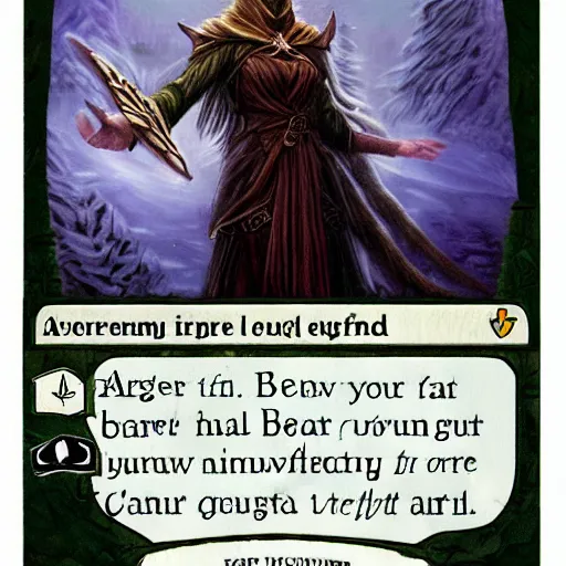 Prompt: magic the gathering card with art of a druid elf during transformation in a bear