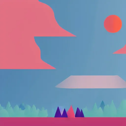 Prompt: minimalist illustration of colorful landscape