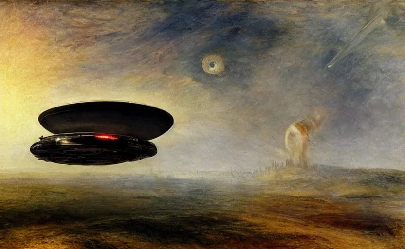 Image similar to Arrival Spaceship ufo by William Turner