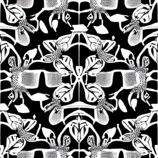 Image similar to seamless pattern showing spiders. black and white, drawing, white background, seamless, ornament.