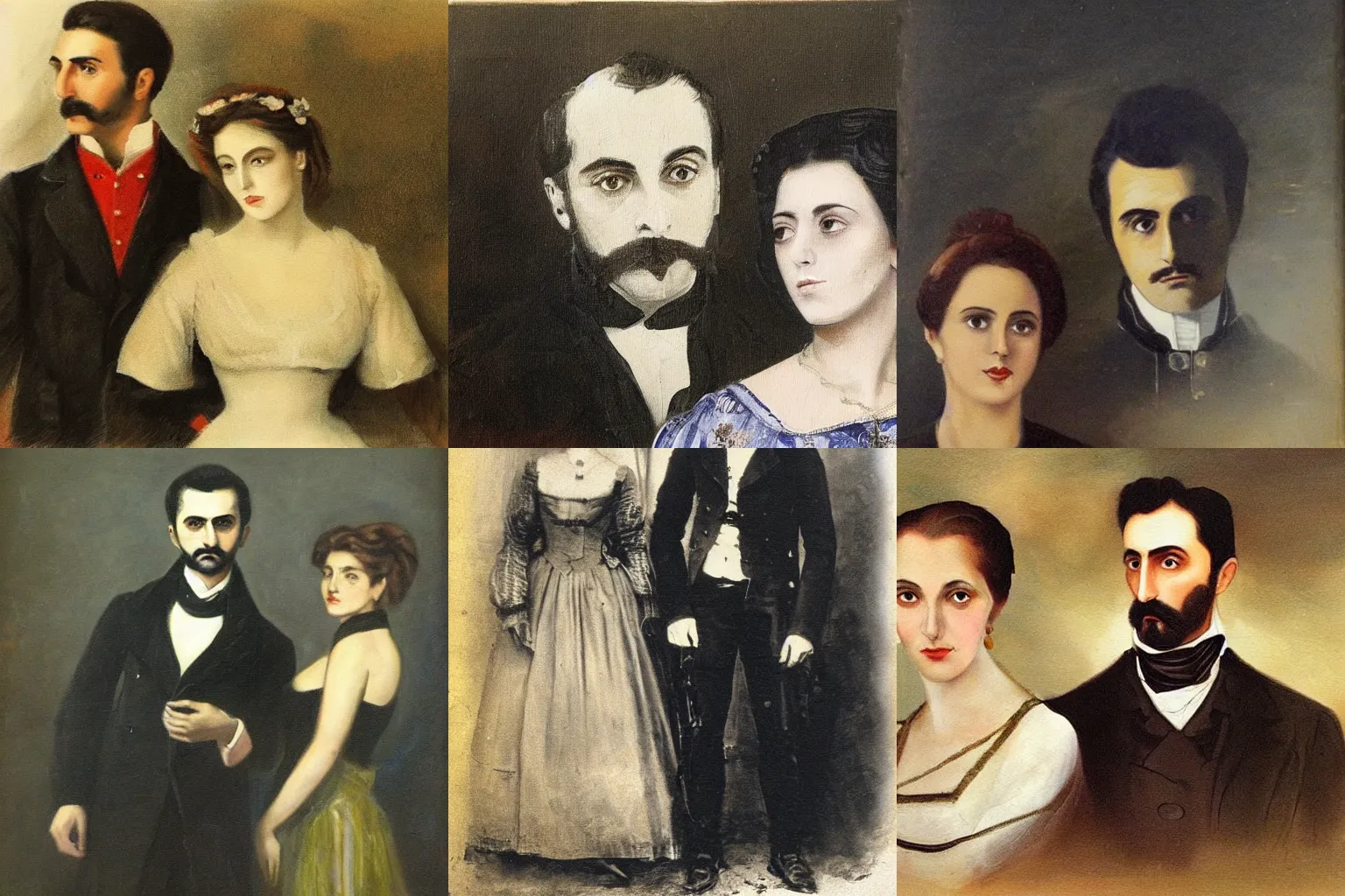 Prompt: painting of Bulgarian actress Neda Spasova and 19th century poet and Bulgarian revolutionary Hristo Botev