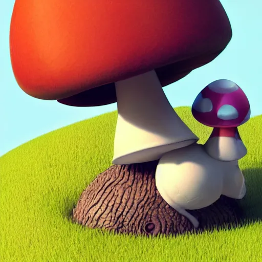 Prompt: cute rate sitting on a mushroom, still from a pixar movie, 3d render, CGsociety, blender, octane render, beautiful lighting