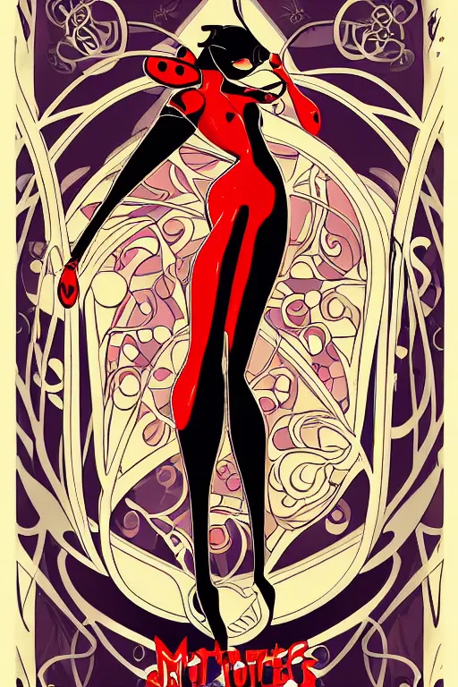 Image similar to art nouveau poster, miraculous ladybug