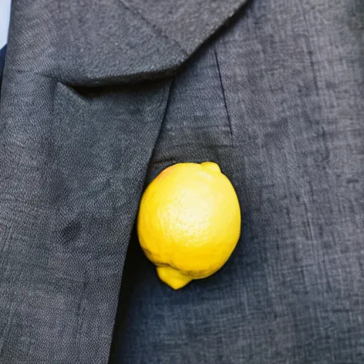 Image similar to a lemon wearing a suit