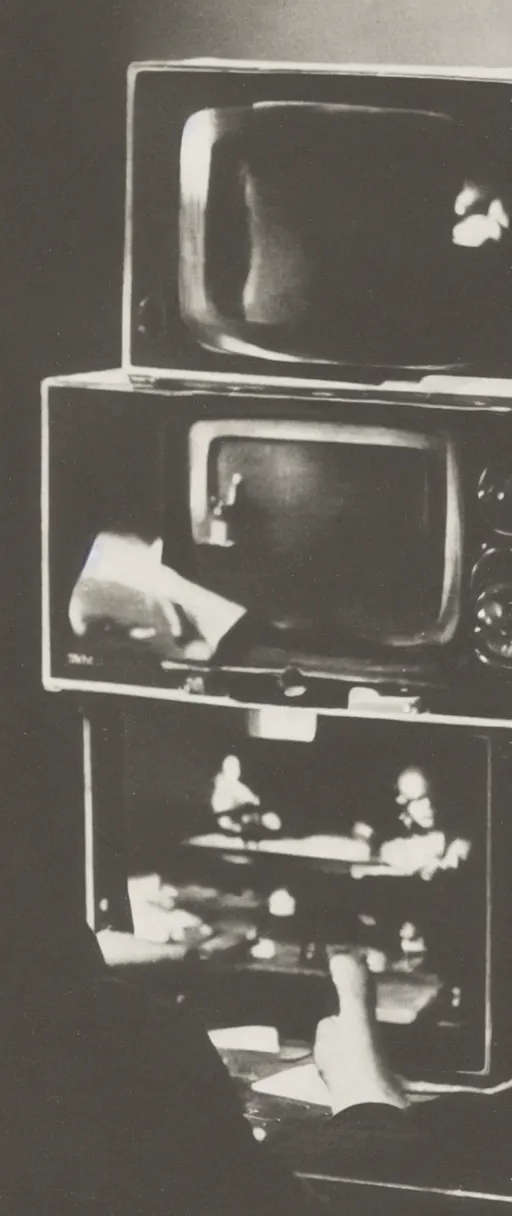 Image similar to 1 9 0 0 s photo of a person watching a flat screen hd tv