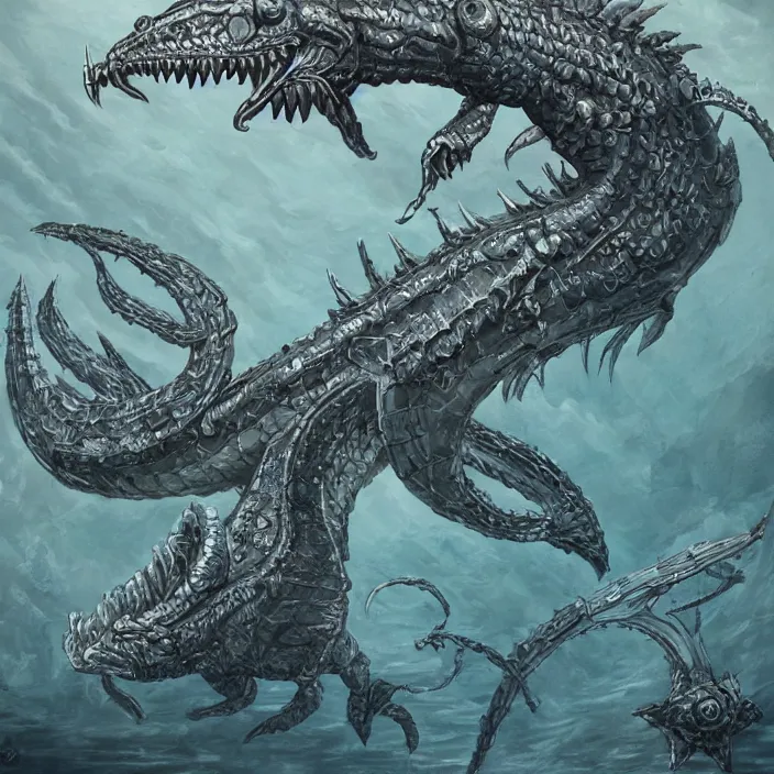 Prompt: underwater sea leviathan full body, d & d style, trending on artstation, intricate, highly detailed, vivid painting