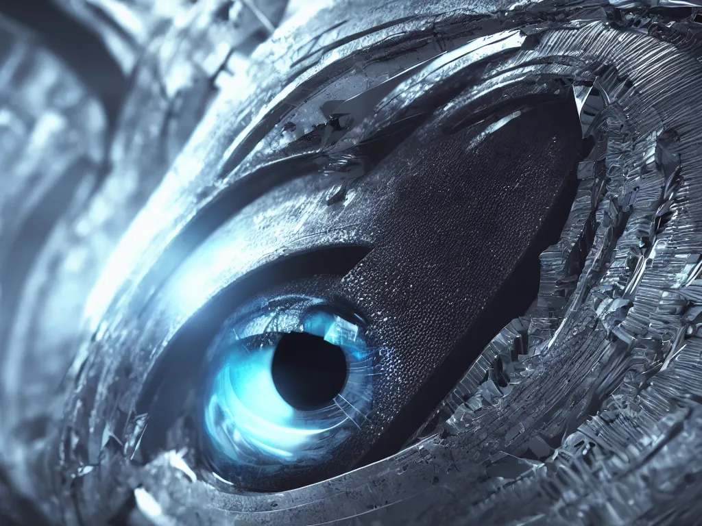 Image similar to a futuristic eye with soundwaves, macro, photorealistic octane render, hyper detailed, hyper realistic