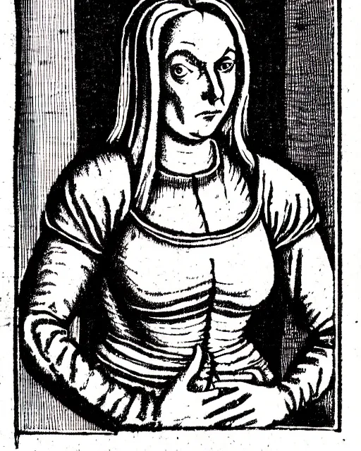 Image similar to b & w woodcut illustration of dana scully from the nuremberg chronicle, 1 4 9 3, restored, hq scan, london museum archives