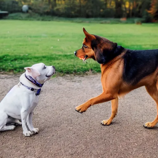 Image similar to Ultra high quality photograph of two dogs dapping up