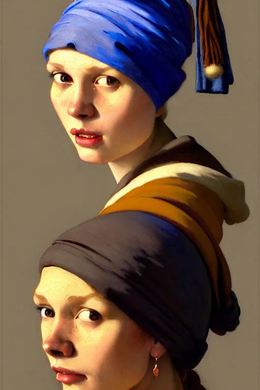 Image similar to team fortress 2 scout the girl with the pearl earring as the team fortress 2 scout team fortress 2 scout team fortress 2 scout, painting by gaston bussiere, katsuya terada, nc wyeth, greg rutkowski, craig mullins, vermeer, frank frazetta, mucha, tom of finland, trending on artstation