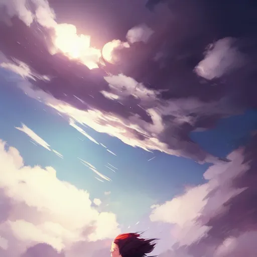 Image similar to milvus milvus flying. clouds. summer. 4 k, concept art, by wlop, ilya kuvshinov, artgerm, krenz cushart, greg rutkowski, pixiv. cinematic dramatic atmosphere, sharp focus, volumetric lighting, cinematic lighting, studio quality