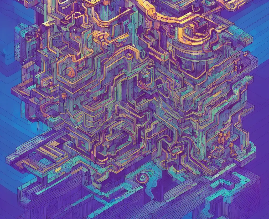 Image similar to arcane twisted turn of fate abstraction, centered award winning ink pen illustration, isometric abstract illustration by dan mumford, edited by craola, technical drawing by beeple and tooth wu, tiny details by artgerm and watercolor girl, symmetrically isometrically centered