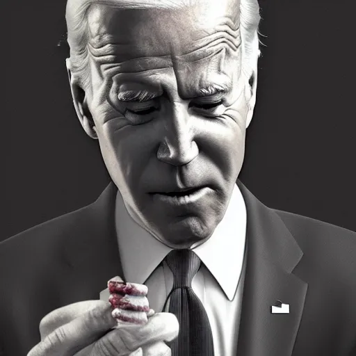 Image similar to joe biden smoking a giant rolled joint, smoke, amazing detail, realistic digital art, artstation