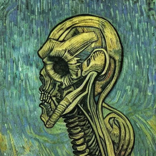 Image similar to giger, by van gogh