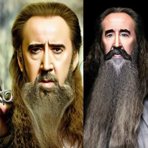 Image similar to Nicolas Cage as Gandalf