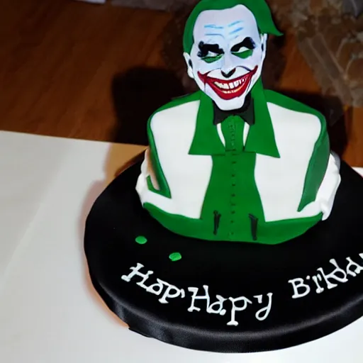 Image similar to a birthday cake in the shape of the joker