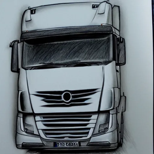 Image similar to an awesome drawing with camion by peter klasen