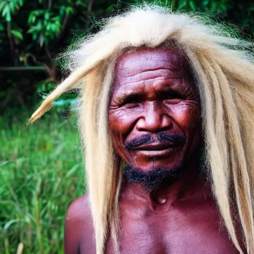 Image similar to photo, papua man with long beautiful blonde hair