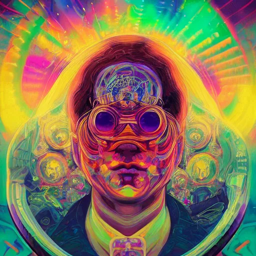 Image similar to An extremely psychedelic experience, colorful, surreal, dramatic lighting, cosmonaut, LSD, face, detailed, intricate, elegant, highly detailed, digital painting, artstation, concept art, smooth, sharp focus, illustration, art by Sam Spratt, Dan Mumford, Artem Demura and Alphonse Mucha