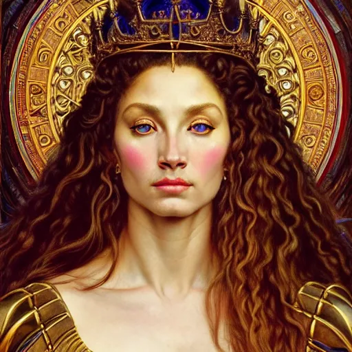 Image similar to highly detailed portrait of a majestic lioness queen in the form of a beautiful woman. d & d, art by donato giancola and evelyn de morgan and eugene delacroix and frank frazetta. trending on artstation, intricate details, energetic composition, golden ratio, concept art, illustration, elegant art, global illuminaition