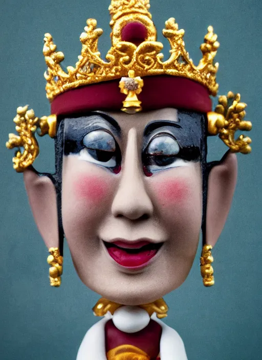 Image similar to closeup face profile portrait of tin toy dalai lama as a fairytale prince wearing a crown eating cakes, depth of field, zeiss lens, detailed, symmetrical, centered, fashion photoshoot, by nicoletta ceccoli, mark ryden, lostfish, breathtaking, 8 k resolution, extremely detailed, beautiful, establishing shot, artistic, hyperrealistic, octane render