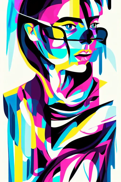 Image similar to vector style the abstract painting of an image of a lady artistic flat illustration, cyber punk minimal figure art, soft colors mono chromatic, art in the style of Bryen Frost
