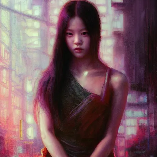 Image similar to jisoo of blackpink, hyperrealistic portrait, bladerunner street, art of elysium by jeremy mann and alphonse mucha, fantasy art, photo realistic, dynamic lighting, artstation, poster, volumetric lighting, very detailed face, 8 k, award winning