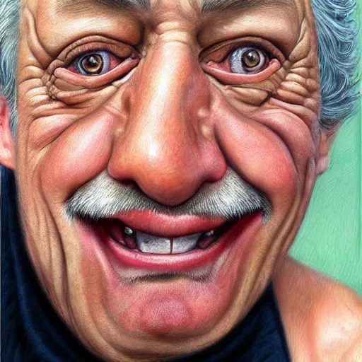 Image similar to Caricature portraits done of Gene Ween, realistic, hyperrealistic, very realistic, highly detailed, very detailed, extremely detailed, detailed, oil painting, digital art, trending on artstation