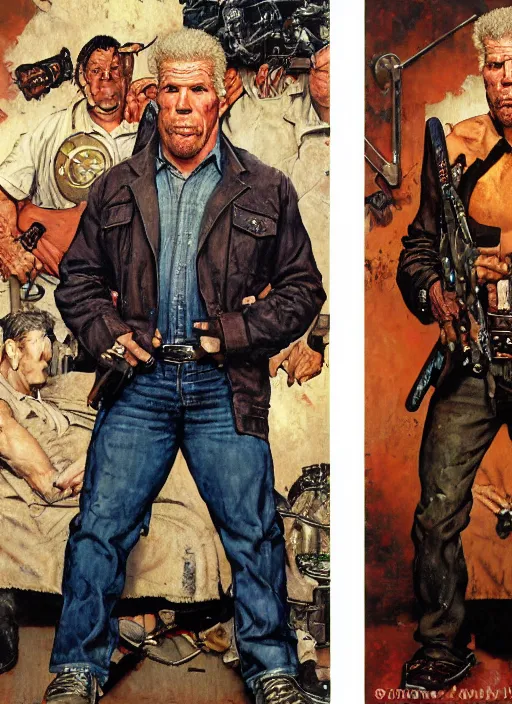 Image similar to full body and head portrait of ron perlman painted by norman rockwell and phil hale and greg staples and tom lovell and frank schoonover and jack kirby