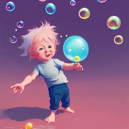 Prompt: happy toddler with bubbles, behance hd by jesper ejsing, by rhads, makoto shinkai and lois van baarle, ilya kuvshinov, rossdraws global illumination