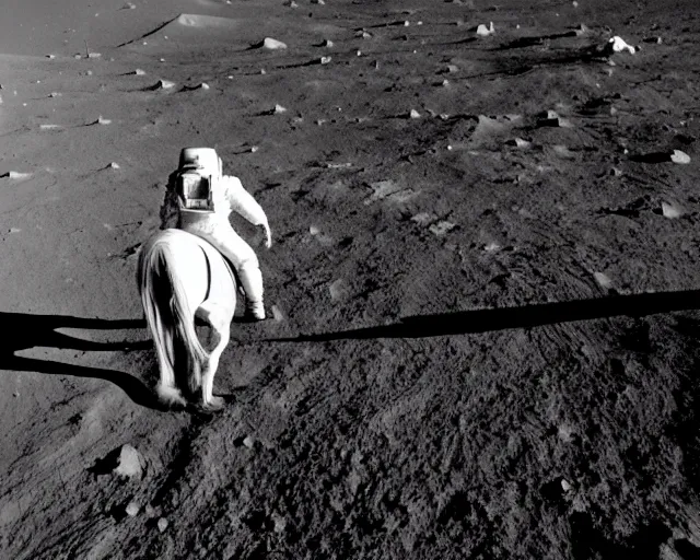 Image similar to photograph of an astronaut riding a white horse on the moon