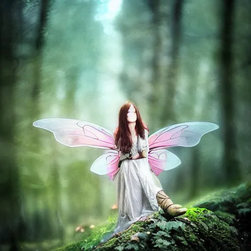 Image similar to a fairy in an enchanted forest. photograph by wlop.-w 768