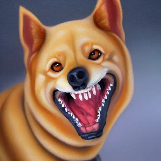 Prompt: high detail oil painting of a rabid dog, rabies foam made of emoji smiley faces, trending on artstation