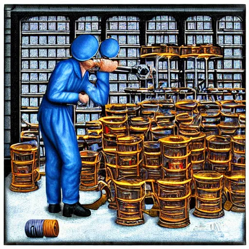 Image similar to drummer in metal refinery by rob gonsalves