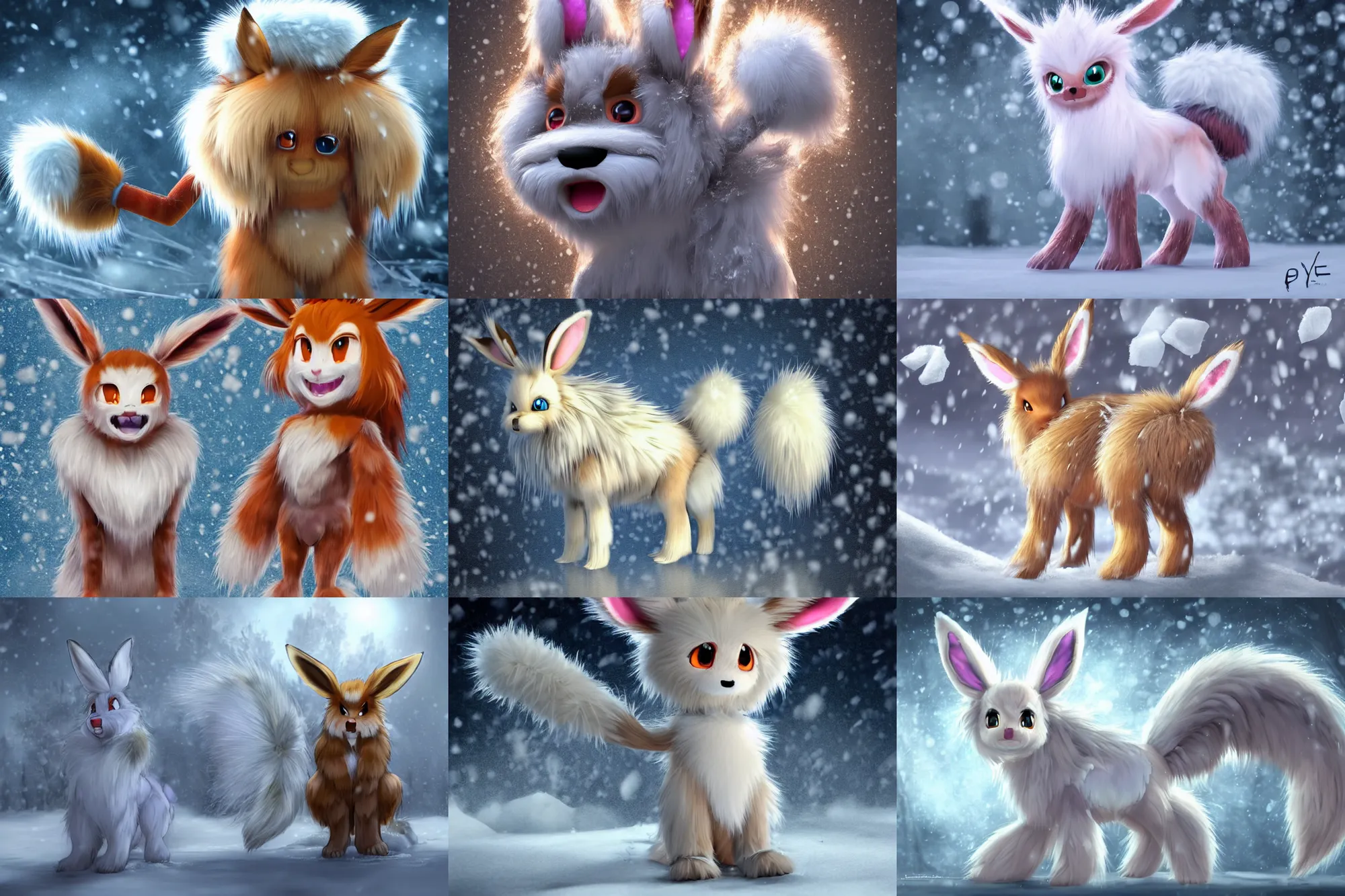 Prompt: fan art rendering of a bipedal frosty anthro fuzzy eevee evil comb sitting in snow eevee high resolution anthro eevee humanoid, CGsociety UHD 4K highly detailed, intricate heterochromatic sad, watery eyes with clawed finger in nose eevee anthro standing up two legs and two arms poofy synthetic fur tail bloody wet fur frilled bow braided tail looking down bleeding eevee anthro tongue sticking out wearing glasses smiling in winter facing the moon zions national frozen high resolution maid dress humanoid braided furry long tail wearing converse shoes and hat holding cowboy whip