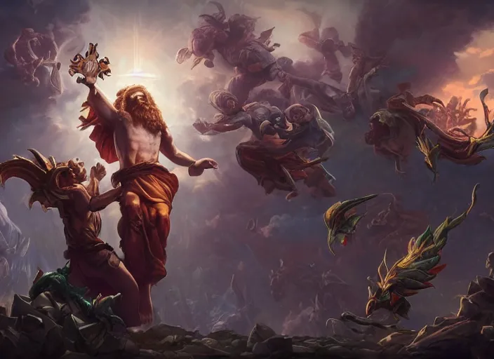 Image similar to jesus christ character concept art, digital illustration, trending on artstation, intricate details, epic composition, sharp focus, 8 k uhd, masterpiece, league of legends splash art