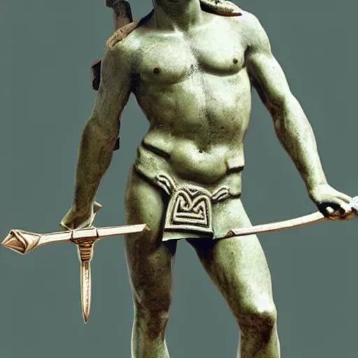 Prompt: photo of an ancient Greek statue of Link from the legend of Zelda