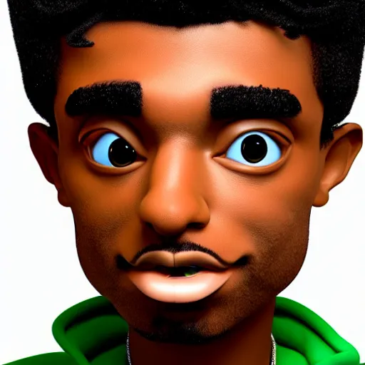 Image similar to a cartoon 3D render of Playboi Carti in the style of Pixar