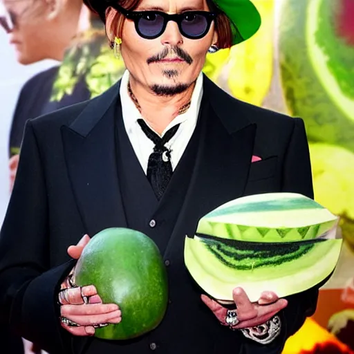 Prompt: johnny depp as a watermelon