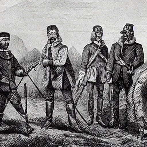 Prompt: french fur traders on the canadian frontier