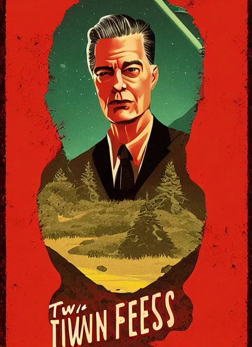 Prompt: twin peaks movie poster art by hector garrido